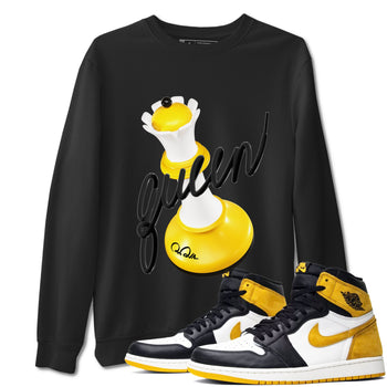 1s Yellow Ochre shirt to match jordans 3D Queen sneaker tees Air Jordan 1 Yellow Ochre SNRT Sneaker Release Tees unisex cotton Black 1 crew neck shirt