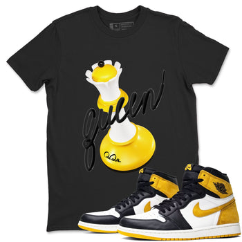 1s Yellow Ochre shirt to match jordans 3D Queen sneaker tees Air Jordan 1 Yellow Ochre SNRT Sneaker Release Tees unisex cotton Black 1 crew neck shirt