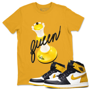 1s Yellow Ochre shirt to match jordans 3D Queen sneaker tees Air Jordan 1 Yellow Ochre SNRT Sneaker Release Tees unisex cotton Gold 1 crew neck shirt