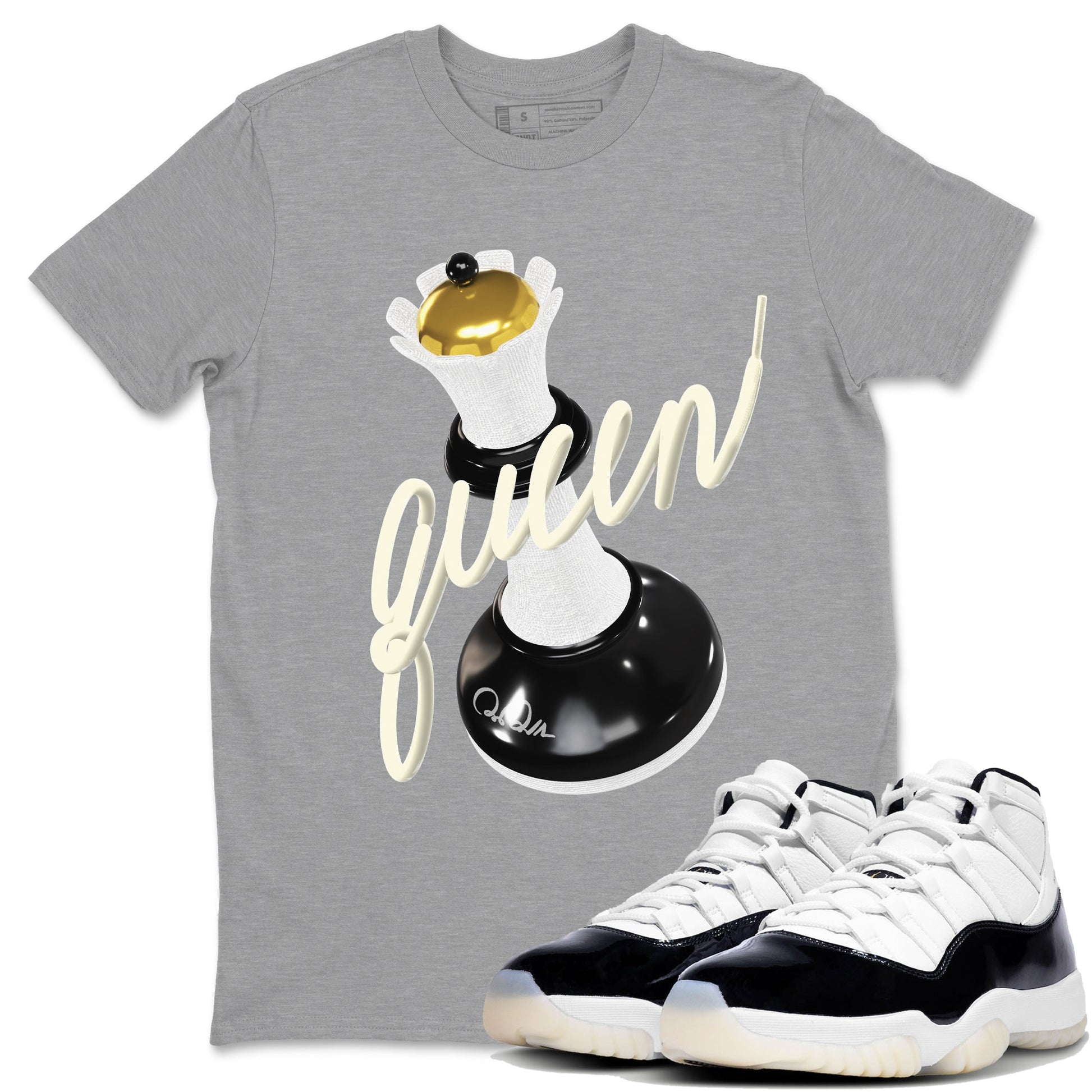 11s Gratitude shirt to match jordans 3D Queen sneaker tees Air Jordan 11 Gratitude SNRT Sneaker Release Tees Unisex Heather Grey 1 T-Shirt