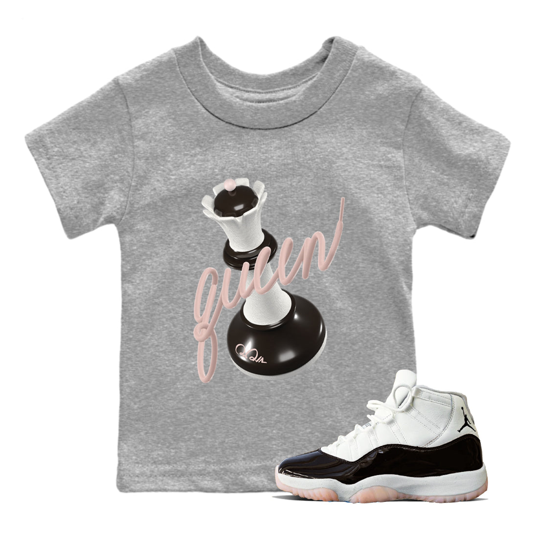 Air Jordan 11 Neapolitan shirt to match jordans 3D Queen sneaker tees AJ11 Neapolitan SNRT Sneaker Release Tees Baby Toddler Heather Grey 1 T-Shirt