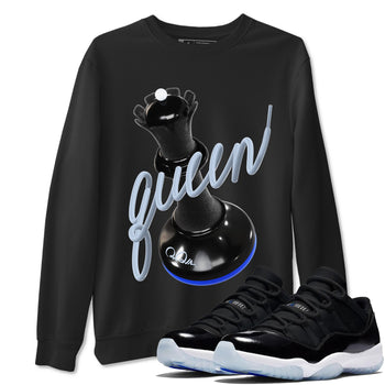 Air Jordan 11 Space shirt to match jordans 3D Queen sneaker tees AJ11 Black and Varsity Royal SNRT Sneaker Release Tees unisex cotton Black 1 crew neck shirt