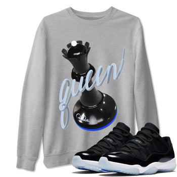 Air Jordan 11 Space shirt to match jordans 3D Queen sneaker tees AJ11 Black and Varsity Royal SNRT Sneaker Release Tees unisex cotton Heather Grey 1 crew neck shirt