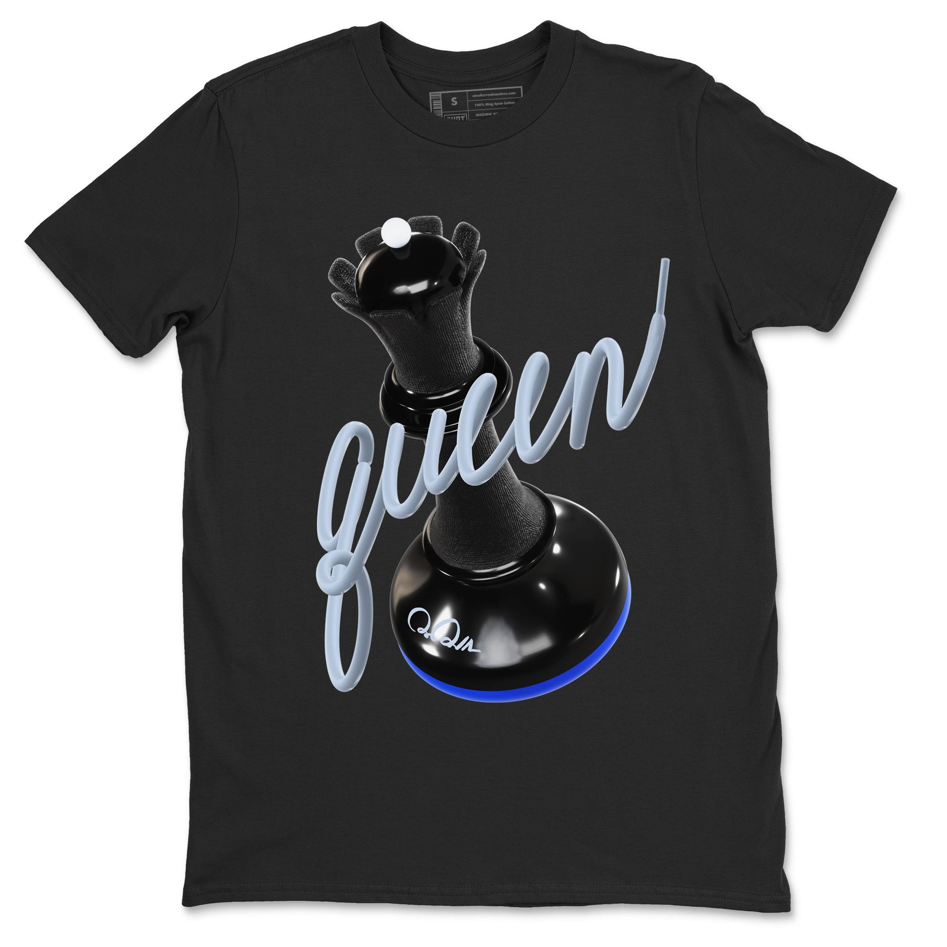 Air Jordan 11 Space shirt to match jordans 3D Queen sneaker tees AJ11 Black and Varsity Royal SNRT Sneaker Release Tees unisex cotton Black 2 crew neck shirt