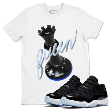 Air Jordan 11 Space shirt to match jordans 3D Queen sneaker tees AJ11 Black and Varsity Royal SNRT Sneaker Release Tees unisex cotton White 1 crew neck shirt