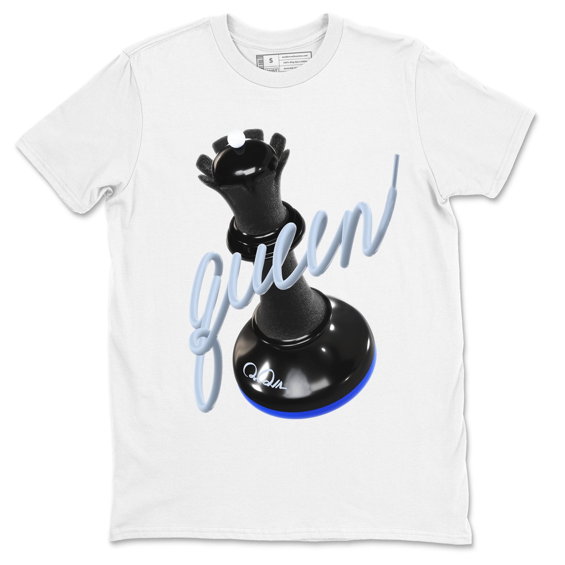 Air Jordan 11 Space shirt to match jordans 3D Queen sneaker tees AJ11 Black and Varsity Royal SNRT Sneaker Release Tees unisex cotton White 2 crew neck shirt