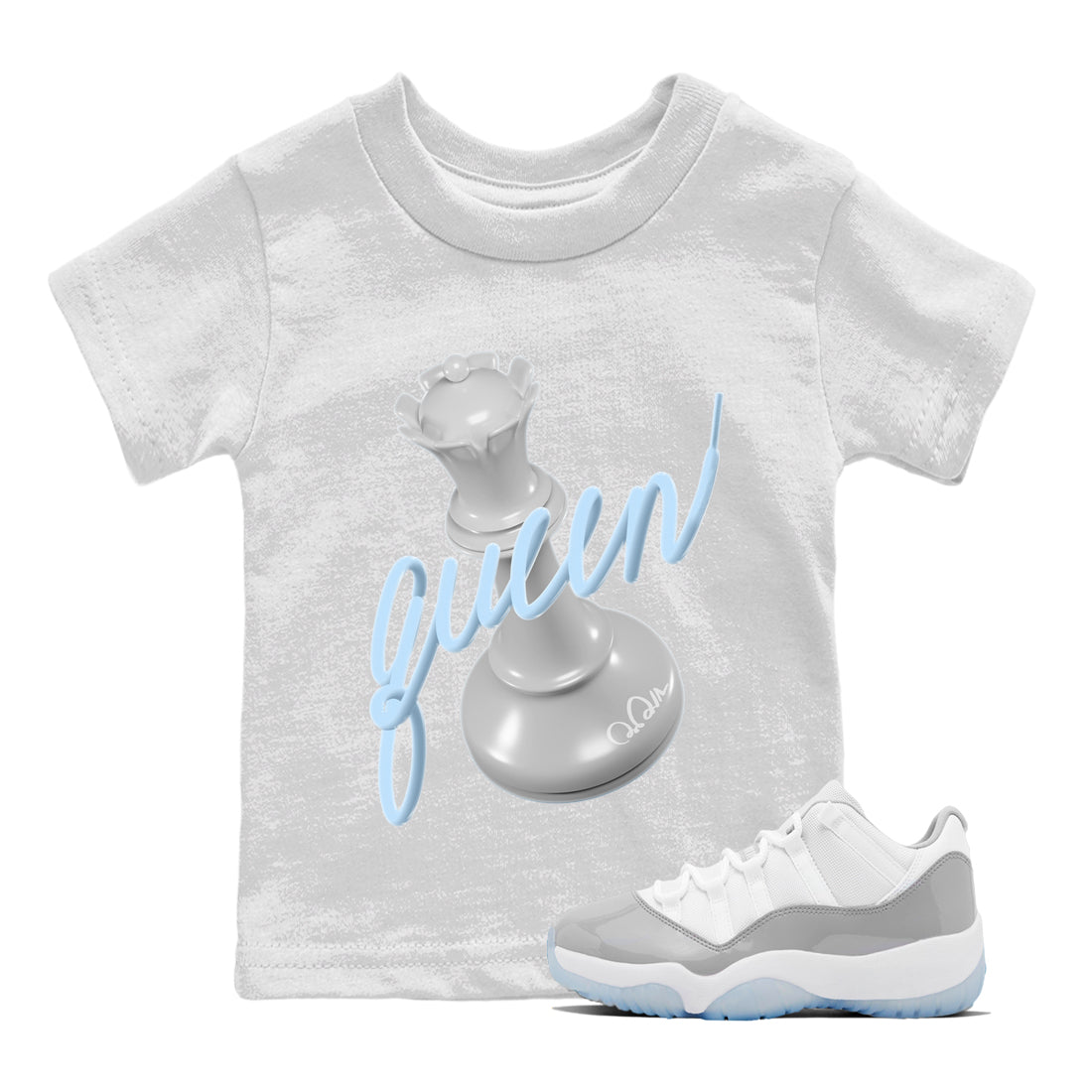 Air Jordan 11 White Cement Sneaker Match Tees 3D Queen Sneaker Tees Air Jordan 11 Cement Grey Sneaker Release Tees Kids Shirts White 1