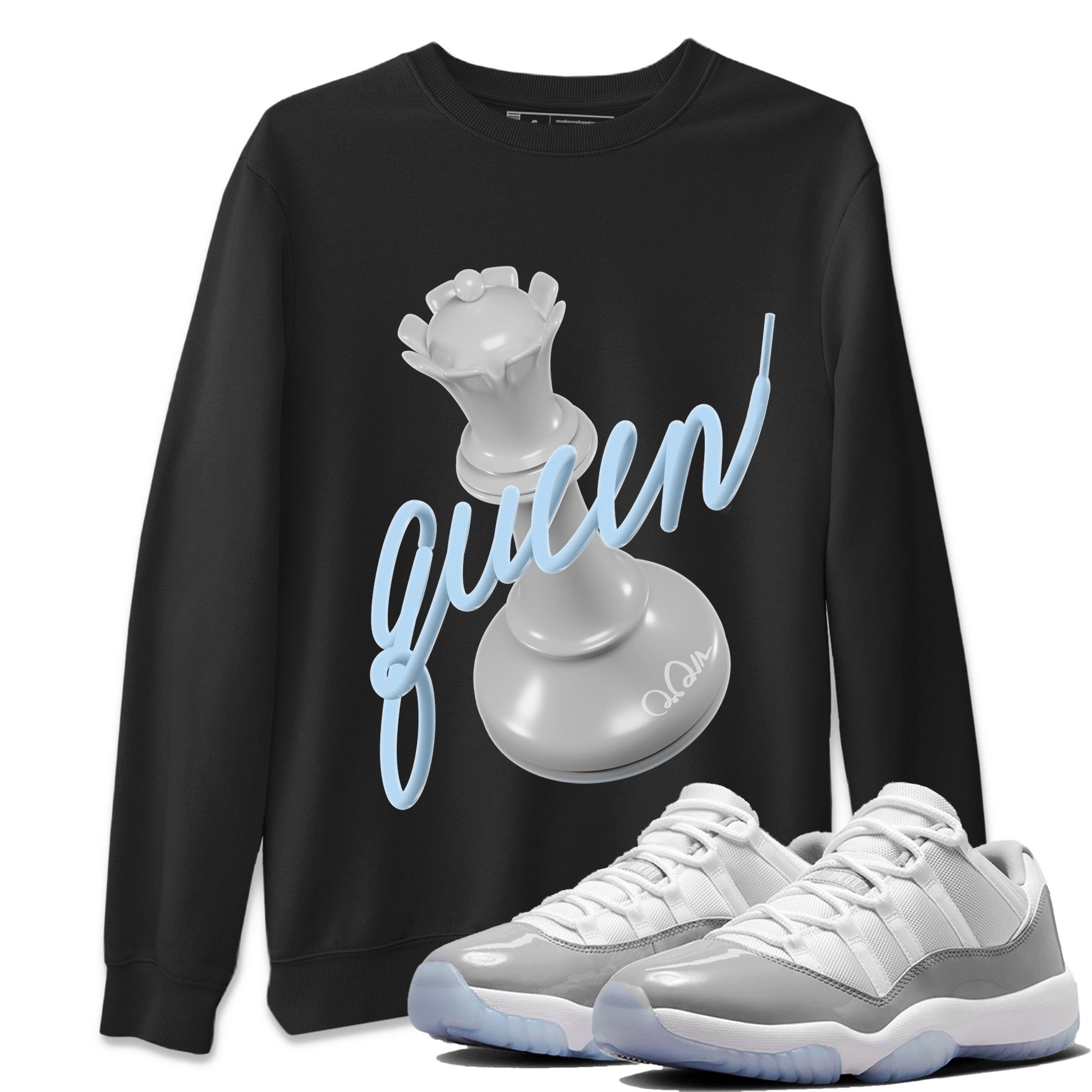 Air Jordan 11 White Cement Sneaker Match Tees 3D Queen Sneaker Tees Air Jordan 11 Cement Grey Sneaker Release Tees Unisex Shirts Black 1