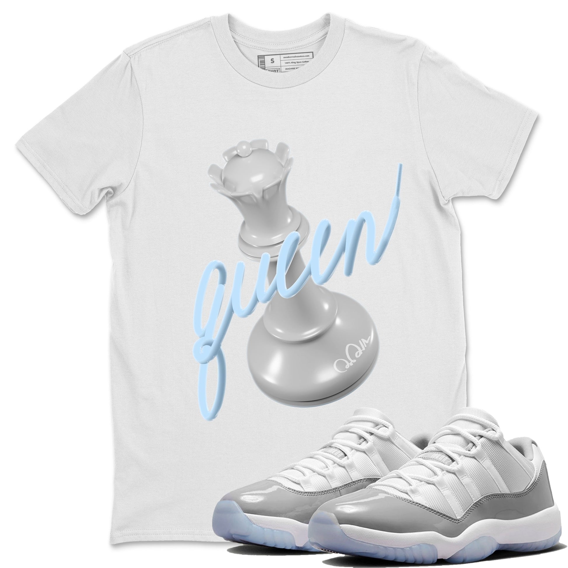 Air Jordan 11 White Cement Sneaker Match Tees 3D Queen Sneaker Tees Air Jordan 11 Cement Grey Sneaker Release Tees Unisex Shirts White 1