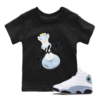 Air Jordan 13 Blue Grey shirt to match jordans 3D Queen sneaker tees AJ13 Blue Grey SNRT sneaker release tees baby toddler Black 1 cotton Shirt