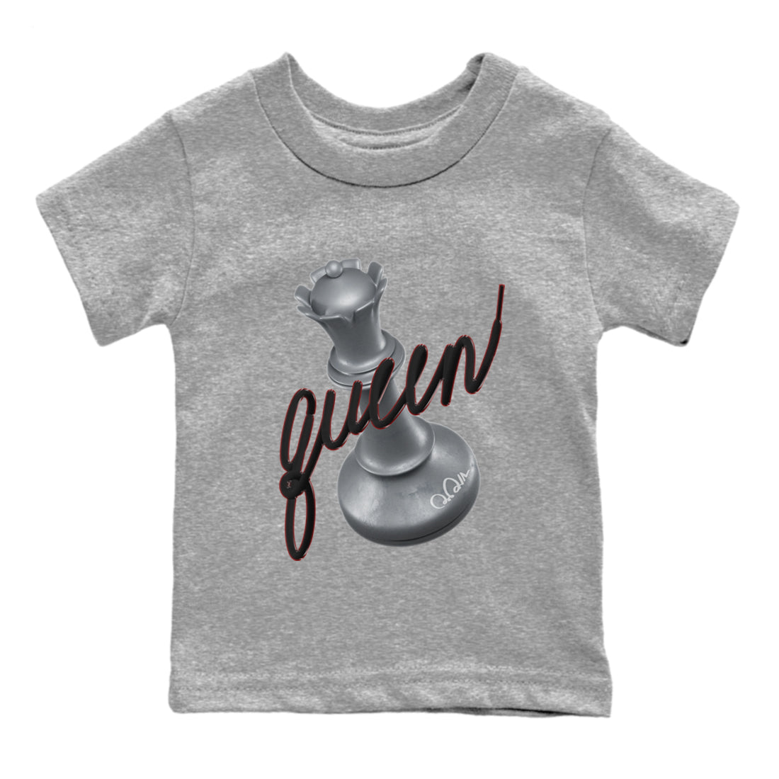 Air Jordan 14 Metallic Silver Sneaker Match Tees 3D Queen Sneaker Tees AJ14 Metallic Silver Sneaker Release Tees Kids Shirts Heather Grey 2