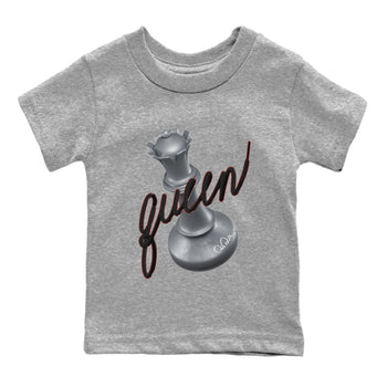 Air Jordan 14 Metallic Silver Sneaker Match Tees 3D Queen Sneaker Tees AJ14 Metallic Silver Sneaker Release Tees Kids Shirts Heather Grey 2