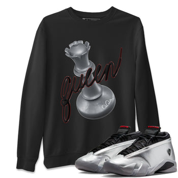 Air Jordan 14 Metallic Silver Sneaker Match Tees 3D Queen Sneaker Tees AJ14 Metallic Silver Sneaker Release Tees Unisex Shirts Black 1