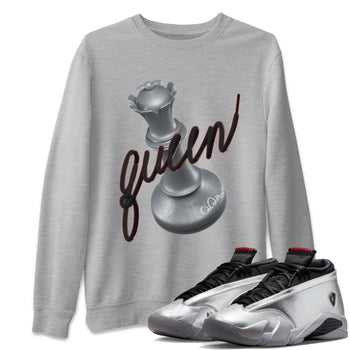 Air Jordan 14 Metallic Silver Sneaker Match Tees 3D Queen Sneaker Tees AJ14 Metallic Silver Sneaker Release Tees Unisex Shirts Heather Grey 1