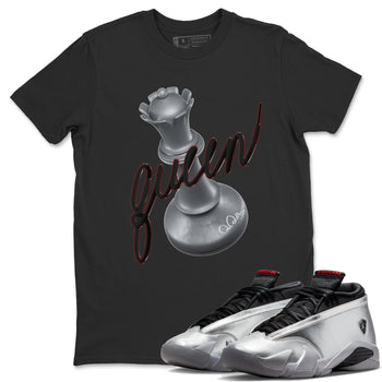 Air Jordan 14 Metallic Silver Sneaker Match Tees 3D Queen Sneaker Tees AJ14 Metallic Silver Sneaker Release Tees Unisex Shirts Black 1