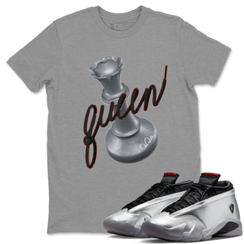 Air Jordan 14 Metallic Silver 3D Queen Crew Neck Sneaker Tees AJ14 Metallic Silver Sneaker T-Shirts Size Chart