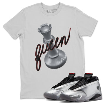 Air Jordan 14 Metallic Silver 3D Queen Crew Neck Sneaker Tees AJ14 Metallic Silver Sneaker T-Shirts Washing and Care Tip