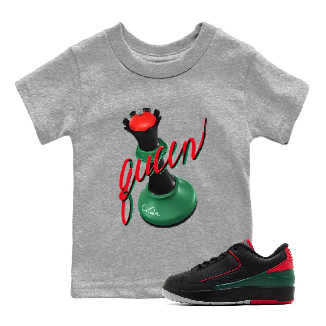2s Christmas X-mas gift shirt to match jordans 3D Queen sneaker tees Air Jordan 2 Christmas SNRT Sneaker Release Tees Baby Toddler Heather Grey 1 T-Shirt
