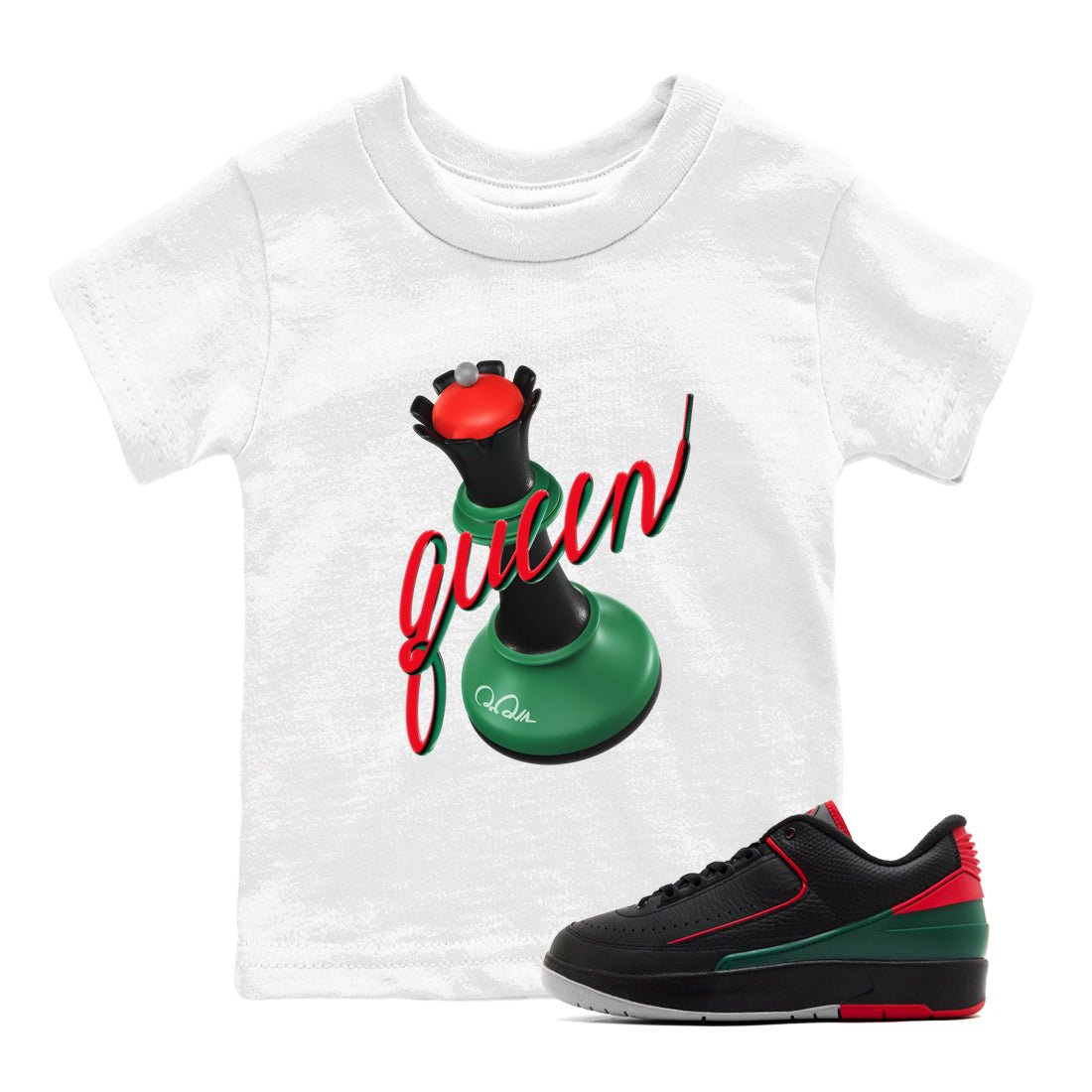 2s Christmas X-mas gift shirt to match jordans 3D Queen sneaker tees Air Jordan 2 Christmas SNRT Sneaker Release Tees Baby Toddler White 1 T-Shirt