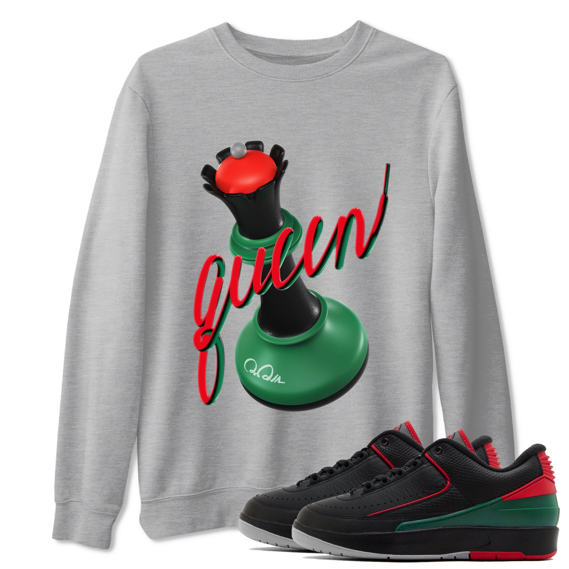 2s Christmas X-mas gift shirt to match jordans 3D Queen sneaker tees Air Jordan 2 Christmas SNRT Sneaker Release Tees Unisex Heather Grey 1 T-Shirt
