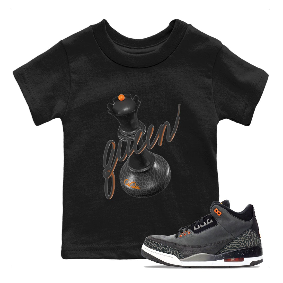 Air Jordan 3 Fear shirt to match jordans 3D Queen sneaker tees AJ3 Fear SNRT Sneaker Release Tees Baby Toddler Black 1 T-Shirt