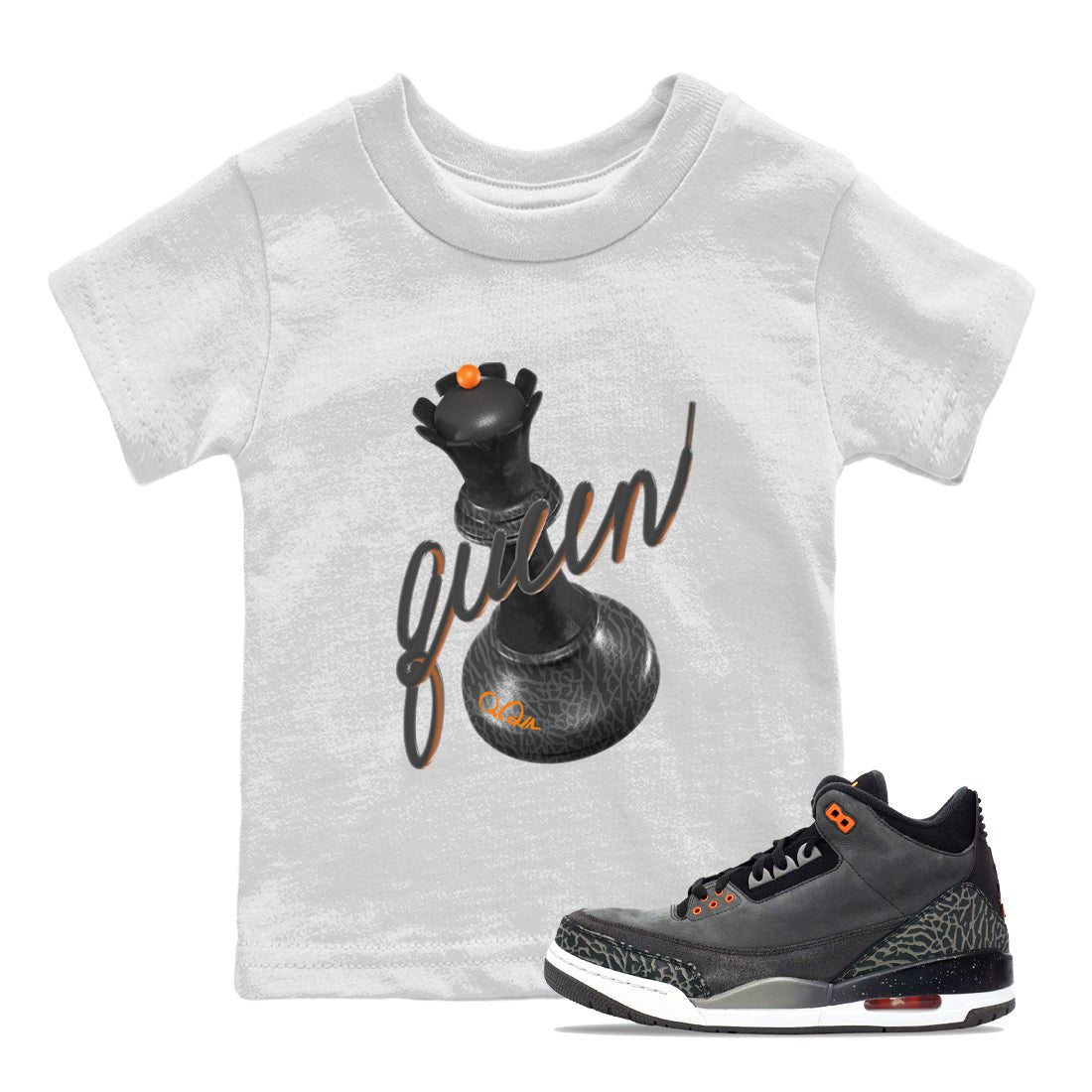 Air Jordan 3 Fear shirt to match jordans 3D Queen sneaker tees AJ3 Fear SNRT Sneaker Release Tees Baby Toddler White 1 T-Shirt