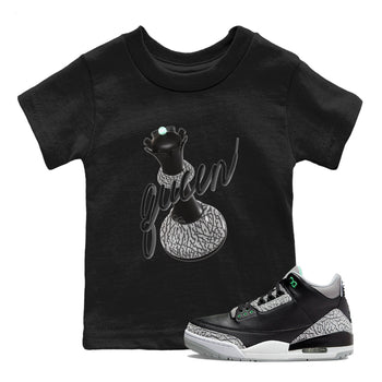 3s Green Glow shirt to match jordans 3D Queen sneaker tees Air Jordan 3 Green Glow SNRT sneaker release tees baby toddler Black 1 cotton Shirt