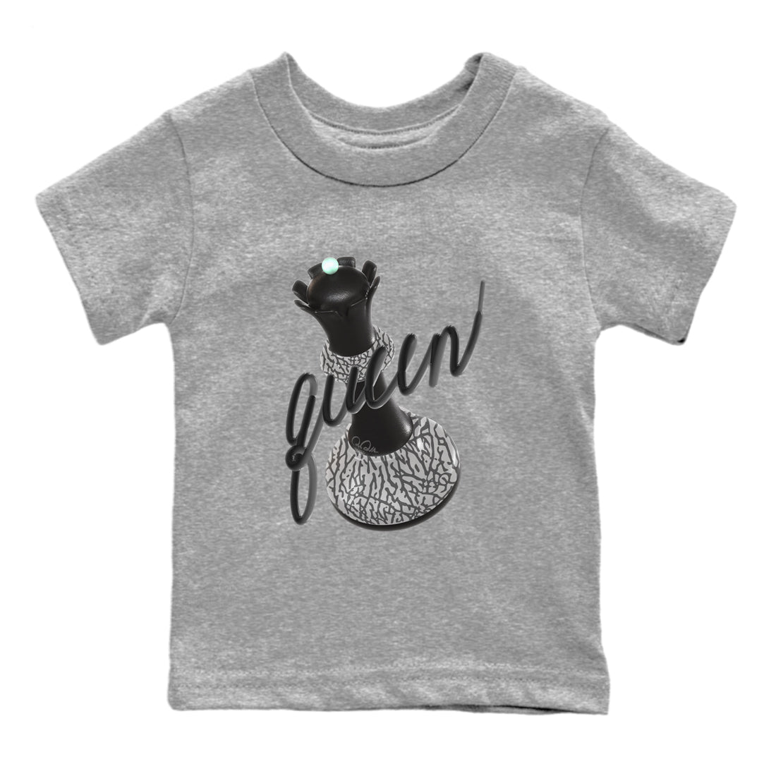 3s Green Glow shirt to match jordans 3D Queen sneaker tees Air Jordan 3 Green Glow SNRT sneaker release tees baby toddler Heather Grey 2 cotton Shirt