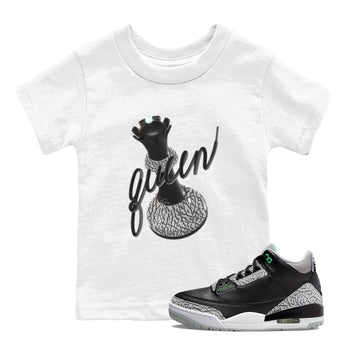 3s Green Glow shirt to match jordans 3D Queen sneaker tees Air Jordan 3 Green Glow SNRT sneaker release tees baby toddler White 1 cotton Shirt