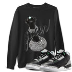 3s Green Glow shirt to match jordans 3D Queen sneaker tees Air Jordan 3 Green Glow SNRT Sneaker Release Tees unisex cotton Black 1 crew neck shirt