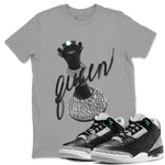 3s Green Glow shirt to match jordans 3D Queen sneaker tees Air Jordan 3 Green Glow SNRT Sneaker Release Tees unisex cotton Heather Grey 1 crew neck shirt