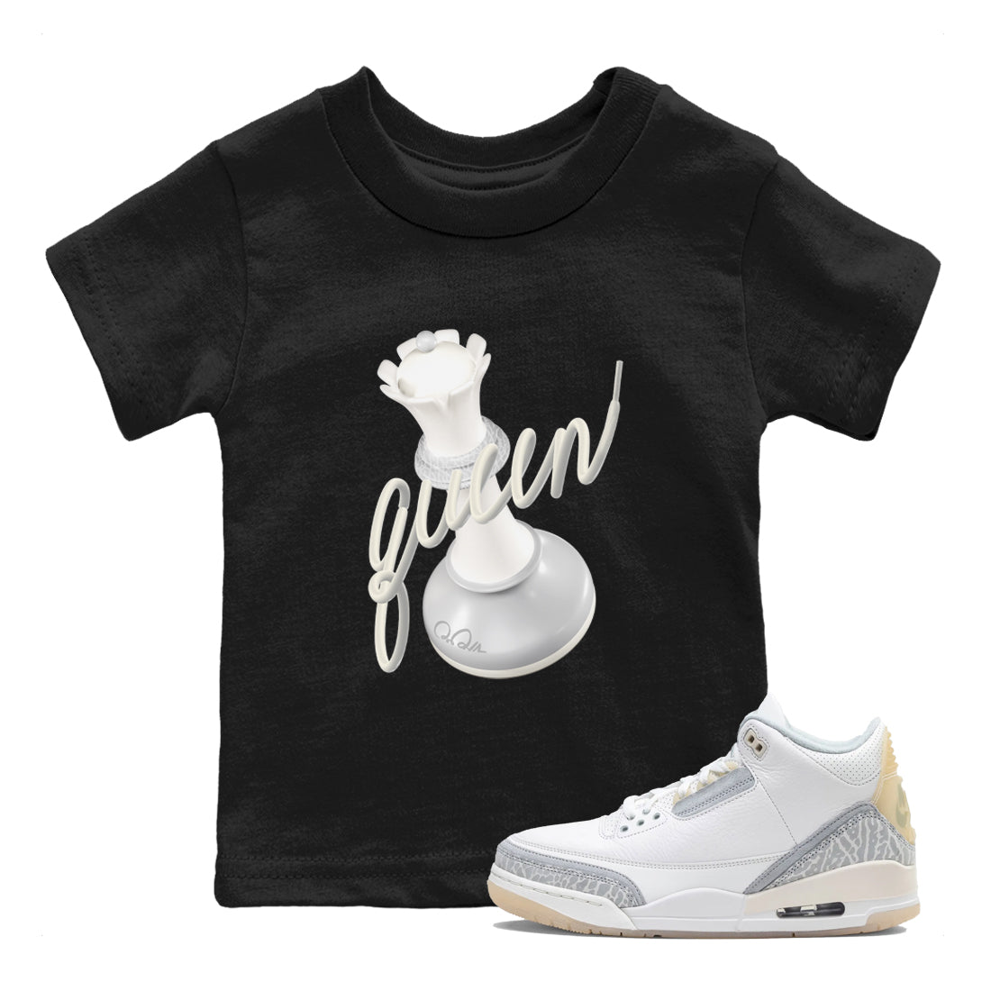 3s Ivory shirt to match jordans 3D Queen sneaker tees Air Jordan 3 Ivory SNRT sneaker release tees baby toddler Black 1 cotton Shirt