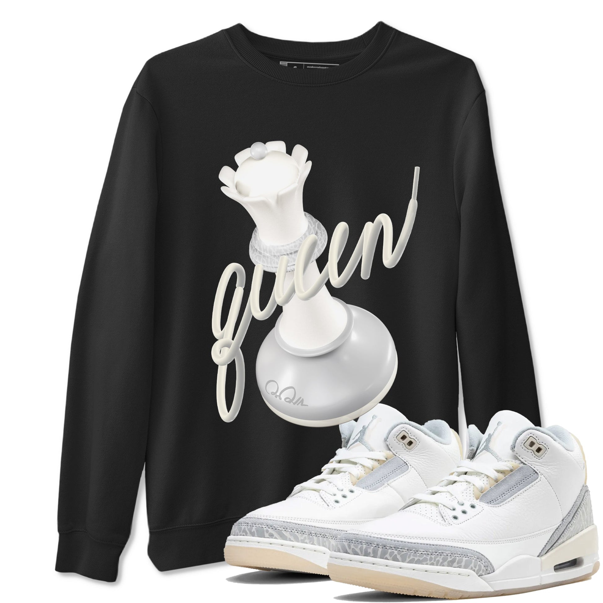 3s Ivory shirt to match jordans 3D Queen sneaker tees Air Jordan 3 Ivory SNRT Sneaker Release Tees unisex cotton Black 1 crew neck shirt