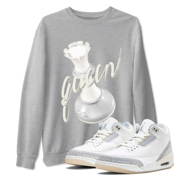 3s Ivory shirt to match jordans 3D Queen sneaker tees Air Jordan 3 Ivory SNRT Sneaker Release Tees unisex cotton Heather Grey 1 crew neck shirt