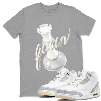 3s Ivory shirt to match jordans 3D Queen sneaker tees Air Jordan 3 Ivory SNRT Sneaker Release Tees unisex cotton Heather Grey 1 crew neck shirt