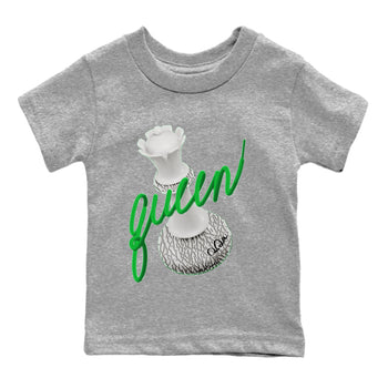Air Jordan 3 Lucky Green Sneaker Match Tees 3D Queen Sneaker Tees AJ3 Lucky Green Sneaker Release Tees Kids Shirts Heather Grey 2