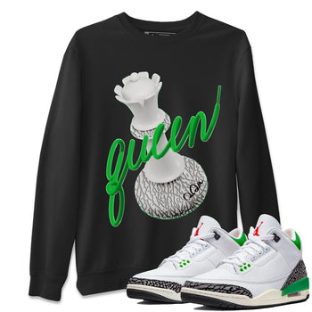 Air Jordan 3 Lucky Green Sneaker Match Tees 3D Queen Sneaker Tees AJ3 Lucky Green Sneaker Release Tees Unisex Shirts Black 1