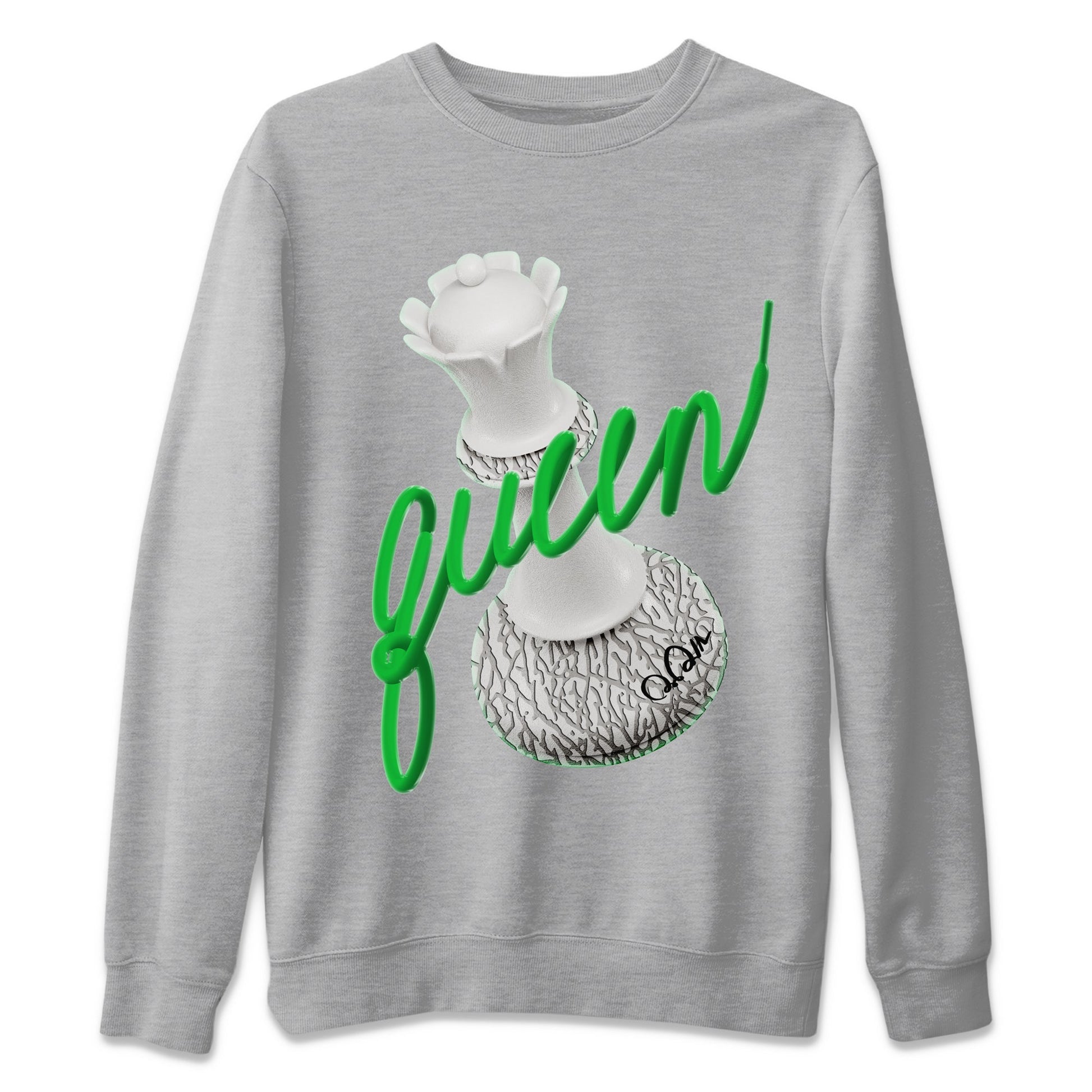 Air Jordan 3 Lucky Green Sneaker Match Tees 3D Queen Sneaker Tees AJ3 Lucky Green Sneaker Release Tees Unisex Shirts Heather Grey 2