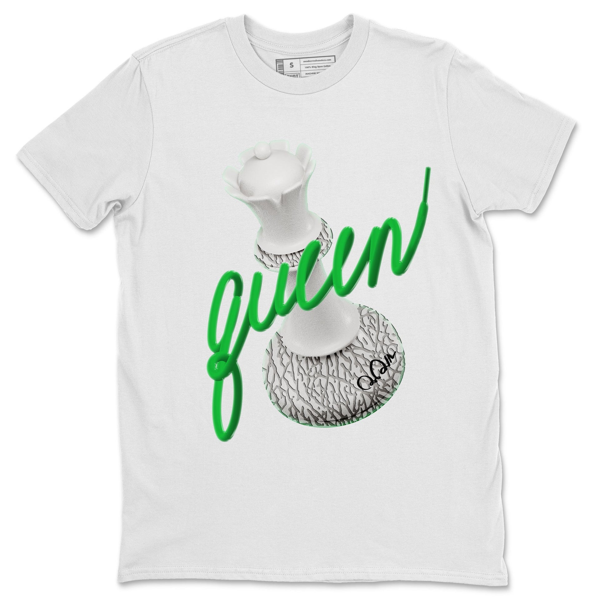 Air Jordan 3 Lucky Green Sneaker Match Tees 3D Queen Sneaker Tees AJ3 Lucky Green Sneaker Release Tees Unisex Shirts White 2