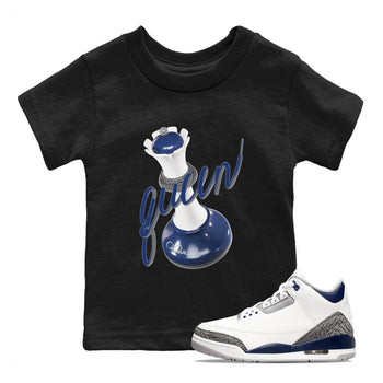 3s Midnight Navy shirt to match jordans 3D Queen sneaker tees AJ3 Midnight Navy SNRT sneaker release tees baby toddler Black 1 cotton Shirt