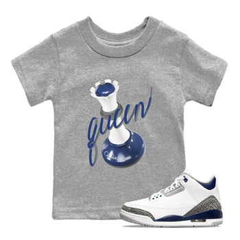 3s Midnight Navy shirt to match jordans 3D Queen sneaker tees AJ3 Midnight Navy SNRT sneaker release tees baby toddler Heather Grey 1 cotton Shirt