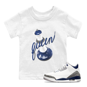 3s Midnight Navy shirt to match jordans 3D Queen sneaker tees AJ3 Midnight Navy SNRT sneaker release tees baby toddler White 1 cotton Shirt