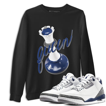 3s Midnight Navy shirt to match jordans 3D Queen sneaker tees AJ3 Midnight Navy SNRT Sneaker Release Tees unisex cotton Black 1 crew neck shirt