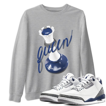 3s Midnight Navy shirt to match jordans 3D Queen sneaker tees AJ3 Midnight Navy SNRT Sneaker Release Tees unisex cotton Heather Grey 1 crew neck shirt