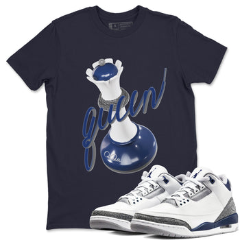 3s Midnight Navy shirt to match jordans 3D Queen sneaker tees AJ3 Midnight Navy SNRT Sneaker Release Tees unisex cotton Navy 1 crew neck shirt