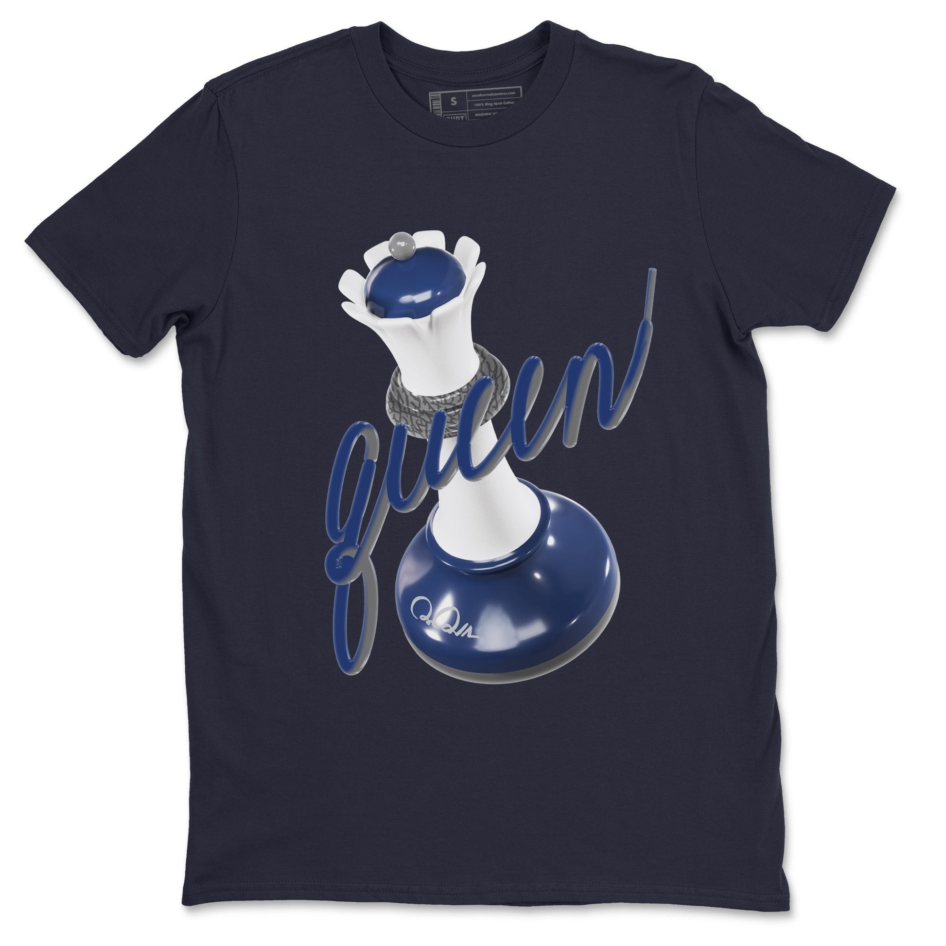 3s Midnight Navy shirt to match jordans 3D Queen sneaker tees AJ3 Midnight Navy SNRT Sneaker Release Tees unisex cotton Navy 2 crew neck shirt