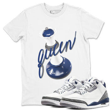 3s Midnight Navy shirt to match jordans 3D Queen sneaker tees AJ3 Midnight Navy SNRT Sneaker Release Tees unisex cotton White 1 crew neck shirt