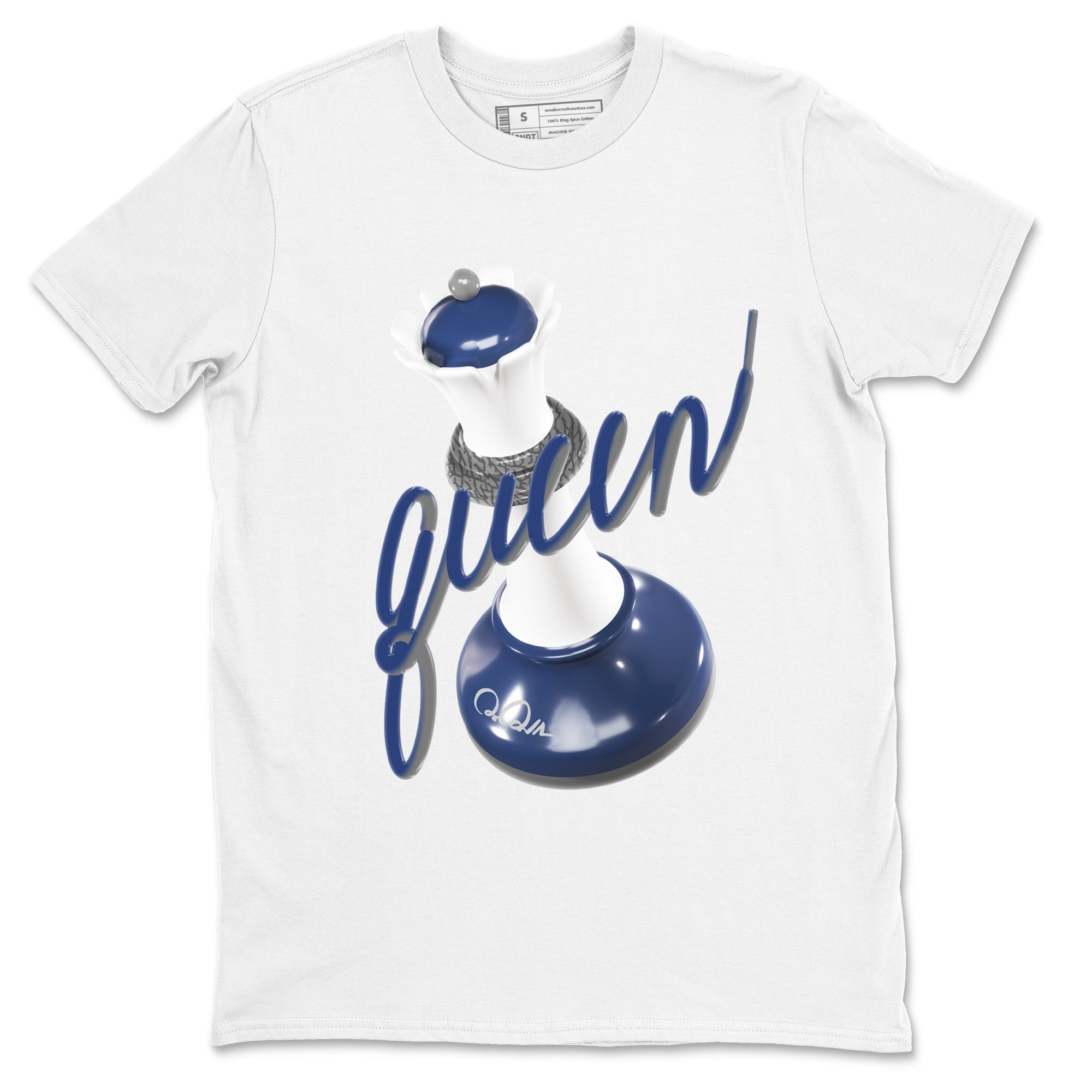 3s Midnight Navy shirt to match jordans 3D Queen sneaker tees AJ3 Midnight Navy SNRT Sneaker Release Tees unisex cotton White 2 crew neck shirt