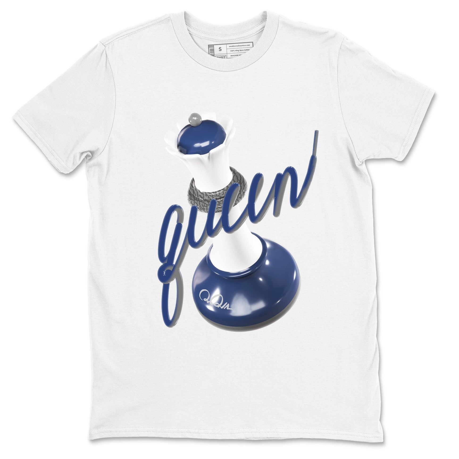 3s Midnight Navy shirt to match jordans 3D Queen sneaker tees AJ3 Midnight Navy SNRT Sneaker Release Tees unisex cotton White 2 crew neck shirt