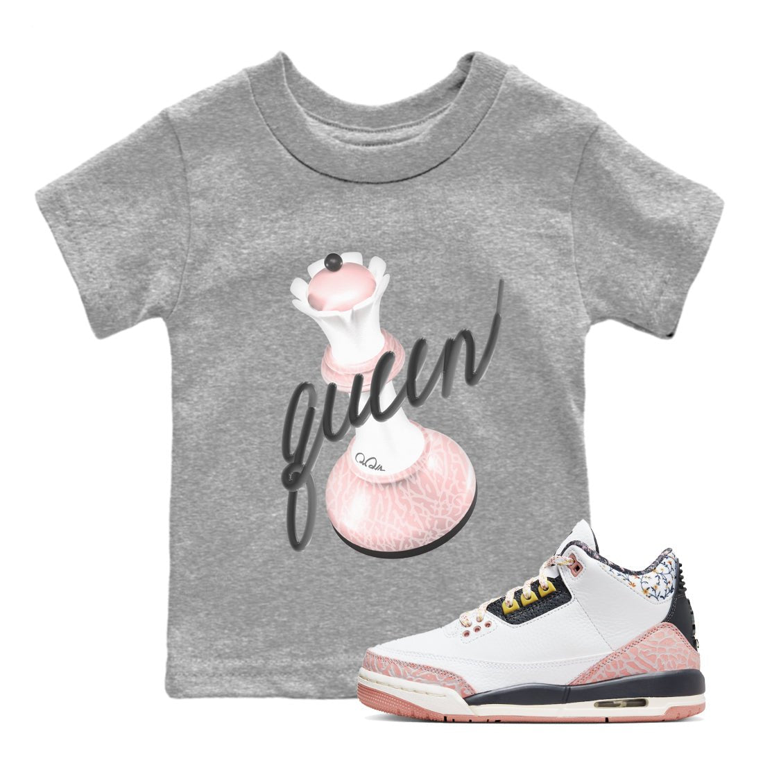 Air Jordan 3 GS Vintage Floral shirt to match jordans 3D Queen sneaker tees Air Jordan 3 Vintage Floral SNRT sneaker release tees baby toddler Heather Grey 1 cotton Shirt